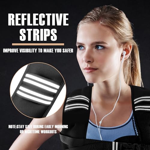 Weighted Vest Men or Women - 5/10/15/20/25/30lbs Weights with Reflective Stripe, Weighted Vest for Workout Equipment for Strength Training Running - Walking Weight Loss
