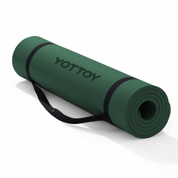 YOTTOY Yoga Mat，Extra Thick Yoga Mat (1/2inch),Professional TPE Exercise Mat,Non-Slip Workout Mat for Yoga, Pilates, Fitness, Barefoot Workouts, Home Gym Studio with Strap