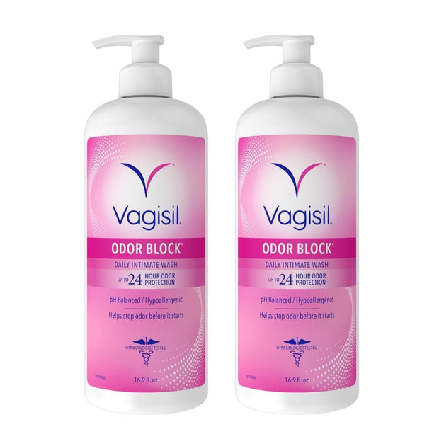Vagisil Feminine Wash for Intimate Area Hygiene, Odor Block, Gynecologist Tested, Hypoallergenic, 16.9 oz with Pump