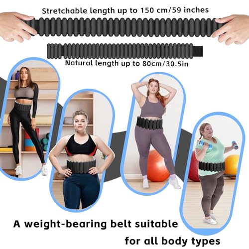 Silicone Adjustable Weighted Belt for Men & Women – DIY Weighted Walking & Exercise Belt with Removable Weights – Gym, Strength Training, Yoga, Hiking – Free Weight Adjustment for Wrist & Ankle