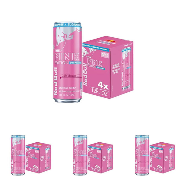 Red Bull Pink Edition Sugar Free Energy Drink, Wild Berries, 8.4 fl. oz., Pack of 8 cans, with 80mg Caffeine, Taurine & B Vitamins