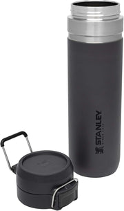 Stanley Quick Flip GO Water Bottle 24 oz | Push Button Lid | Leakproof and Packable for Travel and Sports | Insulated Stainless Steel | BPA-Free | Charcoal