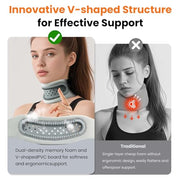 Neck Brace,Support Cervical Collar,Relieve Cervical Pain&Pressure,Soft Skin-Friendly Fabric,Memory Foam Wrapped in Silicone Breathable Hard Frame,One Size for Men&Women (Grey)