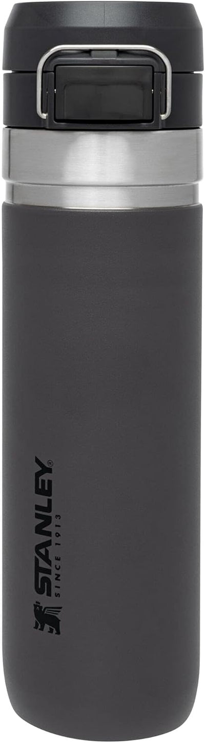 Stanley Quick Flip GO Water Bottle 24 oz | Push Button Lid | Leakproof and Packable for Travel and Sports | Insulated Stainless Steel | BPA-Free | Charcoal