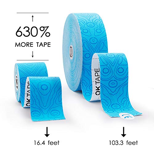 (2in X 103 Feet) OK TAPE PRO Bulk Kinesiology Tape, Original Elastic Latex Free Kinesiology Therapeutic Tape, Free Cut Printed