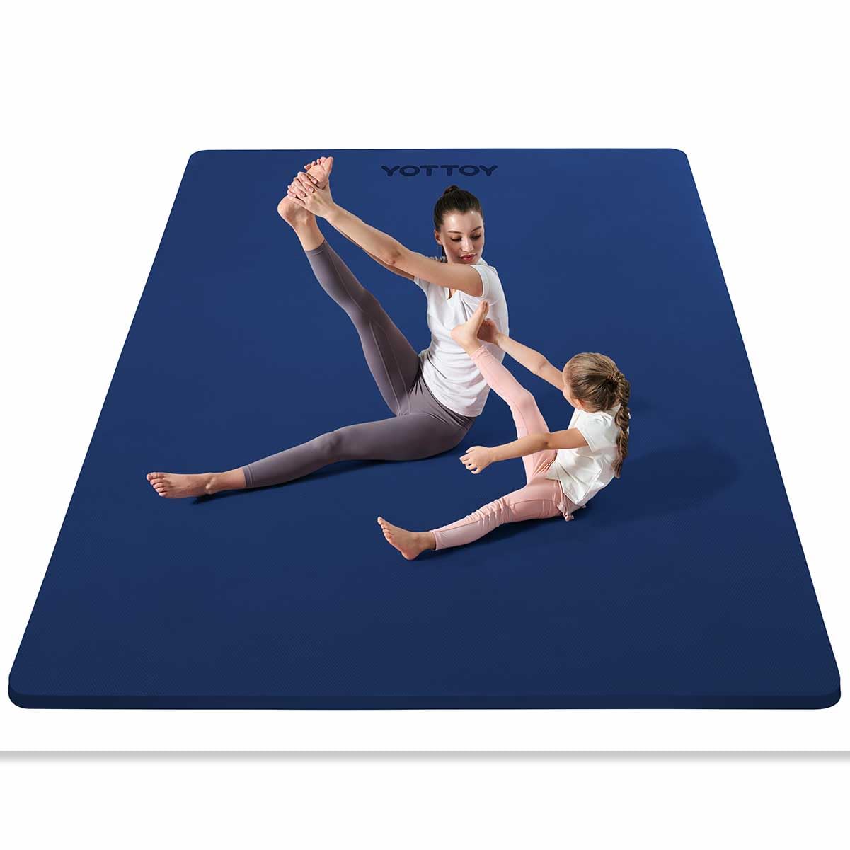 YOTTOY Large Yoga Mat (75 * 52 * 1/2inch),Extra Wide TPE Exercise Mat,Non-Slip Workout Mat for Pilates, Fitness, Barefoot, Home Gym Studio with Strap and Towel