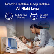 Vicks Warm Mist Humidifier - Air Humidifier for Bedroom, Home & Large Room, Baby, Kids and Adults Soothing Steam Vaporizer for Cough, Congestion, Allergies & Dry Air, VapoSteam Compatible