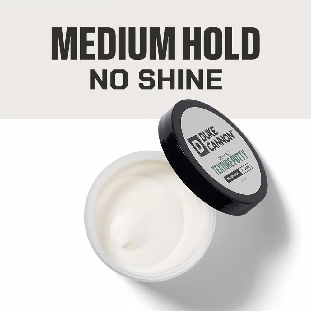 Duke Cannon Dry Hold Texture Putty – Medium Hold, No Shine Hair Styling Paste for Men, 4.6 oz