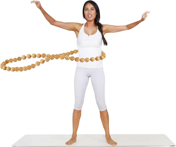 RR ROUND RICH DESIGN Wooden Hula Weighted Exercise Hoop for Fitness (Do Not Copy Patented Products) Natural