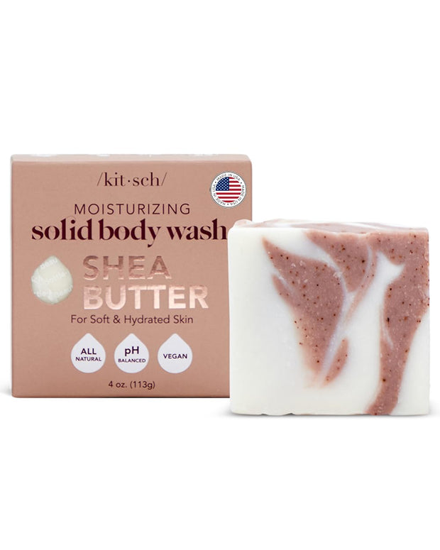 Kitsch Shea Butter Body Wash | Exfoliating Bar Soap for Women & Men | Moisturizing Shea Butter Bar Soap for Soft and Hydrated Skin | All Natural, Paraben Free and Vegan | Made in USA - 4 oz