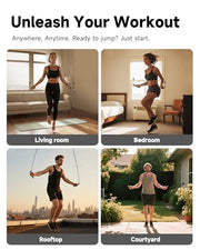 KINTHEA 2 in 1 Smart Jump Rope with Counter and LED Display, Cordless Jumping Rope with Counter for Women, Men, All Age, Adjustable Skipping Rope for Cardio Fitness in Limited Home Space & Outdoor