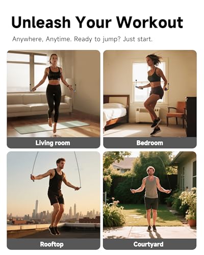 KINTHEA 2 in 1 Smart Jump Rope with Counter and LED Display, Cordless Jumping Rope with Counter for Women, Men, All Age, Adjustable Skipping Rope for Cardio Fitness in Limited Home Space & Outdoor