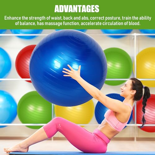 Leyndo 4 Pcs 26 Inch Yoga Exercise Ball Pilates Pregnancy Birthing Fitness Ball with Quick Pump Anti Burst for Improved Posture, Balance, Yoga, Pilates, Training