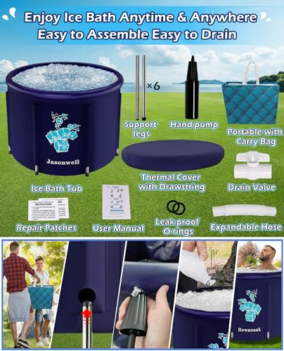 Jasonwell Ice Bath Tub for Athletes - Heavy Duty Cold Water Therapy Plunge Tub Ice Pod for Recovery Portable Ice Barrel Plunge Pool for Outdoor Inflatable Hot Tub Bathtub at Home for Adults