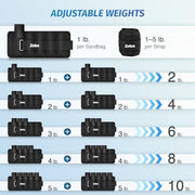 ZELUS 1 Pair Adjustable Ankle Weights, 2 4 6 8 10 lb Modularized Leg Weight Straps for Women Men, Weighted Ankle Weight Set with Removable Sandbags, 1-5 lb per Ankle Strap for Gym Yoga Jogging Walking