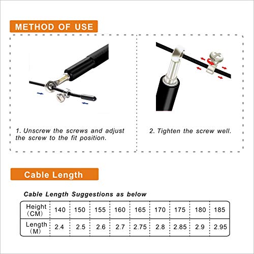 Speed Jump Rope - 360° Swivel Ball Bearing - Adjustable steel coated rope-Aluminum Anti Skipping Handle -Fitness Training Boxing Sports Exercises -Suitable for Kids and Adults