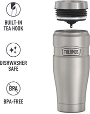 THERMOS Stainless King Vacuum-Insulated Travel Tumbler, 16 Ounce, Matte Steel