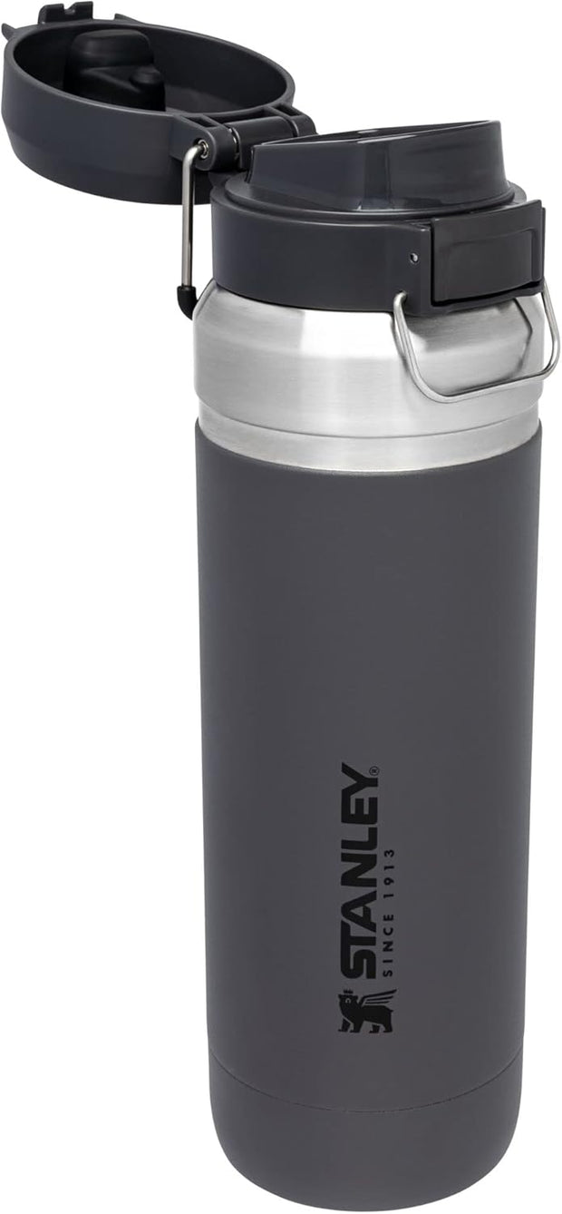 Stanley Quick Flip GO Water Bottle 36 oz | Push Button Lid | Leakproof and Packable for Travel and Sports | Insulated Stainless Steel | BPA-Free | Charcoal