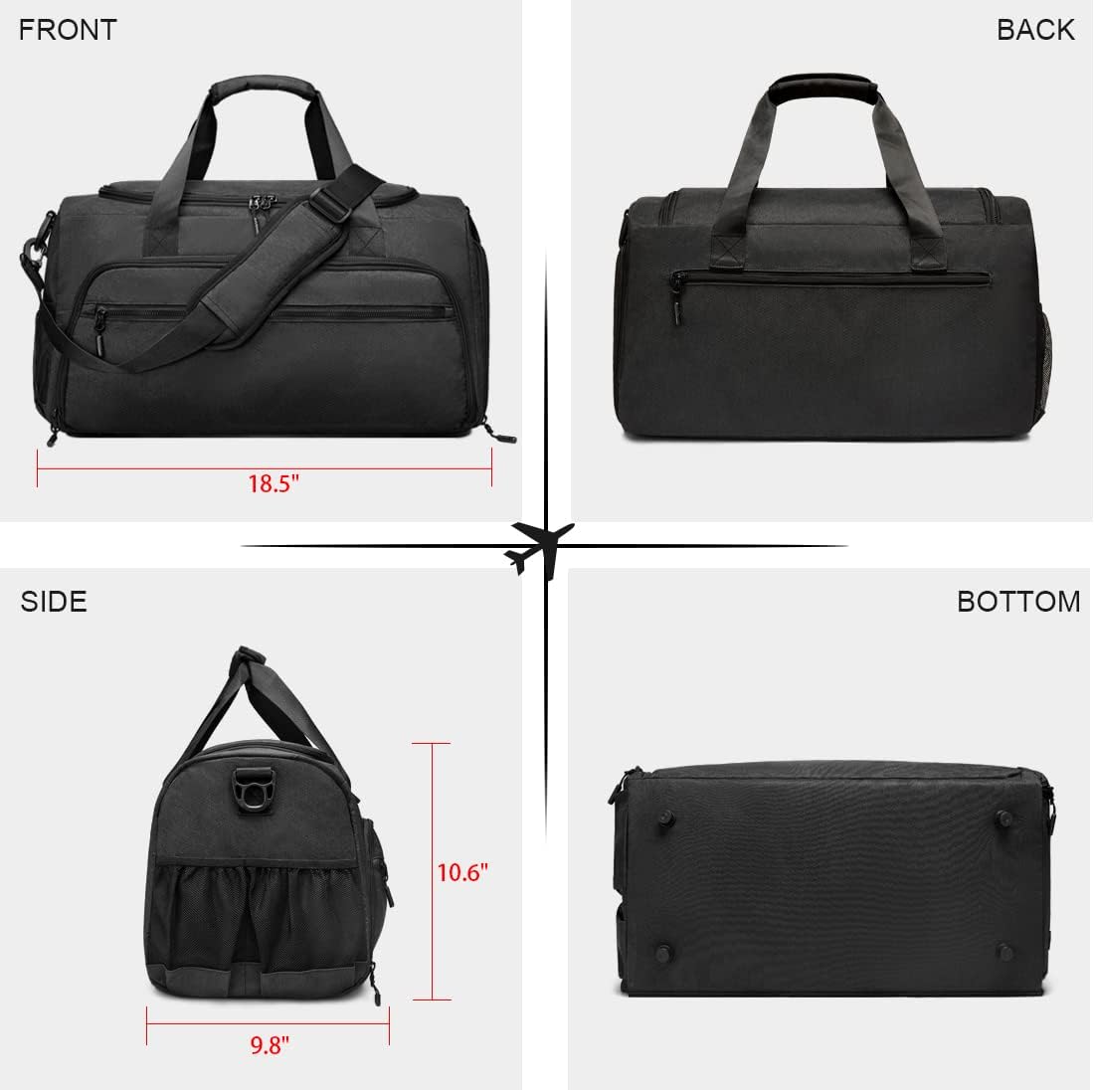 Gym Bag for Men Women, Small Fitness Workout Sports Bag with Wet Pocket & Shoes Compartment, Water Resistant Overnight Weekender Duffel Bag