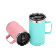 KXIAOCHEN 20oz Insulated Coffee Mug with Lid, Stainless Steel Coffee Cup, Double Wall Vacuum Coffee Tumbler with Handle, Premium Thermal Travel Coffee Mug (Navy Blue)