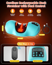 Wireless Heated Neck Stretcher, Cordless Neck Shoulder Cervical Traction Device with 3 Heating Levels, 3 Massager Modes, Timmer for Muscle Relax Hump Corrector
