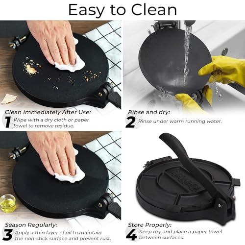Tortillada – Premium Tortilla Press Cast Iron with Recipes E-Book (12 Inch)