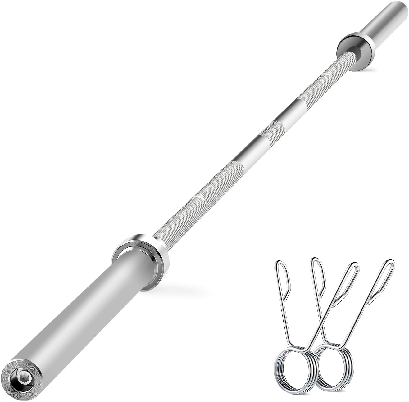 PayLessHere Barbell 7Ft Olympic Barbell 700lbs Capacity Solid Chrome BarBell Bar for Strength Training, Weightlifting, and Powerlifting(2Inch Diameter)