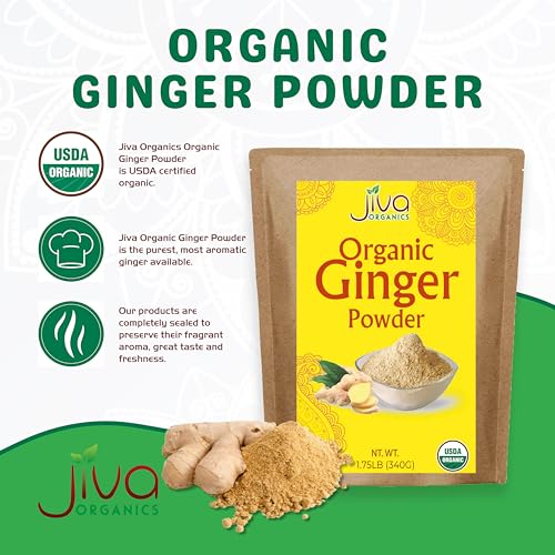 Jiva Organic Ginger Powder 1.75 Pound Bulk Bag - Non-GMO, Finely Ground, Keto, Raw & Pure Ground Ginger Root