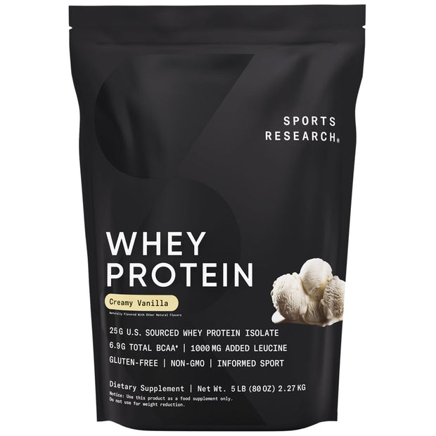 Sports Research Whey Protein Isolate - Sports Nutrition Protein Powder 25g per Scoop - 2lb Bag Whey Protein - Dutch Chocolate Bulk Protein Powder, 25 Servings