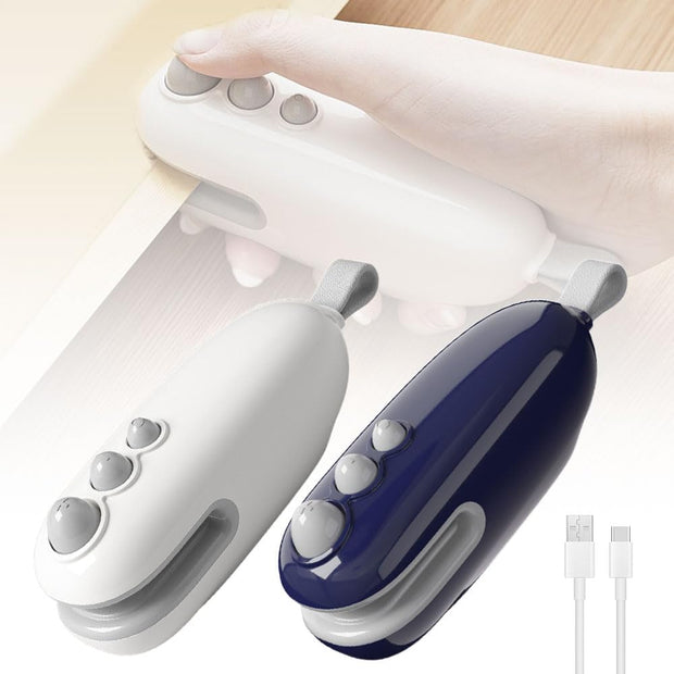 Mini Bag Sealer, 2026 Upgraded 2 in 1 Sealer with Cutter and Magnet, USB Rechargeable Chip Bag Heat Seal, Portable Handheld Resealer Machine for Plastic Bags Snack Bags Food Storage (Blue)