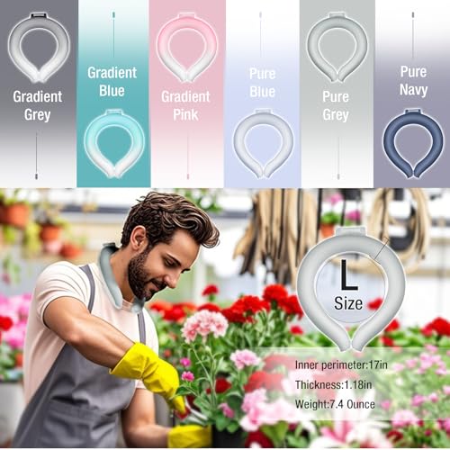 Neck Cooling Tube 70% Gel Increase Ice Ring Neck Cooler Wearable Body Cooling Products for Summer Outdoor Indoor Activities Relief for Hot Flashes(Navy,L)