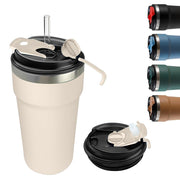 Travel coffee mugs leak-proof, reusable coffee cups with lids, stainless steel vacuum thermos coffee tumblers,thermal insulation cups for men and women keep hot & cold drinks(2nd-Black, 12OZ)