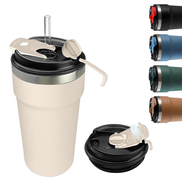 Travel coffee mugs leak-proof, reusable coffee cups with lids, stainless steel vacuum thermos coffee tumblers,thermal insulation cups for men and women keep hot & cold drinks(2nd-Black, 12OZ)