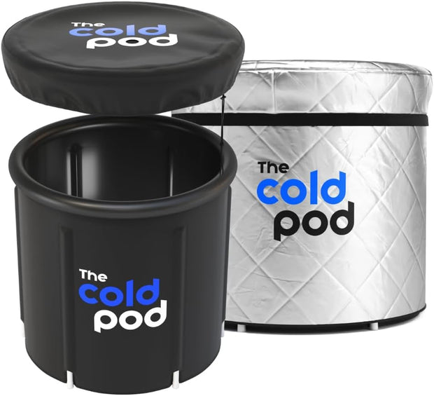 The Cold Pod Insulated Cold Plunge Tub Bundle - 85Gal Ice Bath Round Tubs with Energy Saving Multi-Layer Cover - Chiller Compatible&Silver Reflective