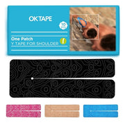 OK TAPE Precut Y-Shape Kinesiology Tape for Shoulder, Knee, Back, 10 Pcs, K Tape Strips, Provide Support & Relieve Discomfort, Water-Resistant Elastic Athletic Tape (3.5" x 10", Black)