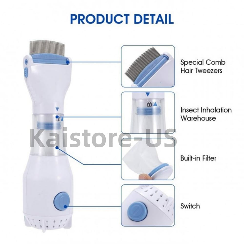 Electric Lice Vacuum Comb for Hair Treatment and Removal - Hair Cleaner (UK, 1PCS)