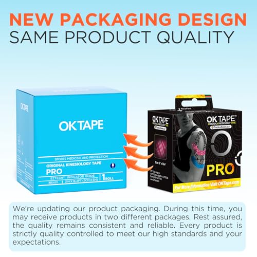 OK TAPE PRO Kinesiology Tape, 2inch x Long Roll 16ft Free Cut Tape, Elastic Athletic Tape Therapeutic Latex Free, Black+Black
