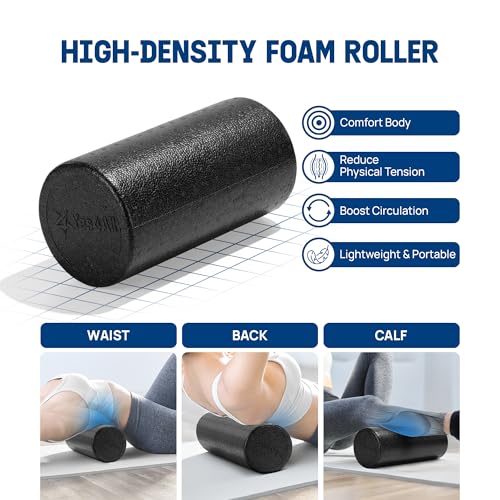 Yes4All High-Density EPP Round Back Roller Foam, Exercise Foam Roller for Yoga, Pilates & Stretching - 12, 18, 24, 36 inch