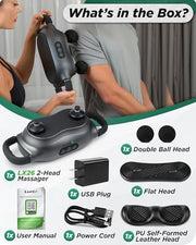 Lunix LX26 2-Head Professional Deep Tissue Massage Gun, Chiropractic Massager, Body Sport Vibrating Back Massager Machine for Pain Relief