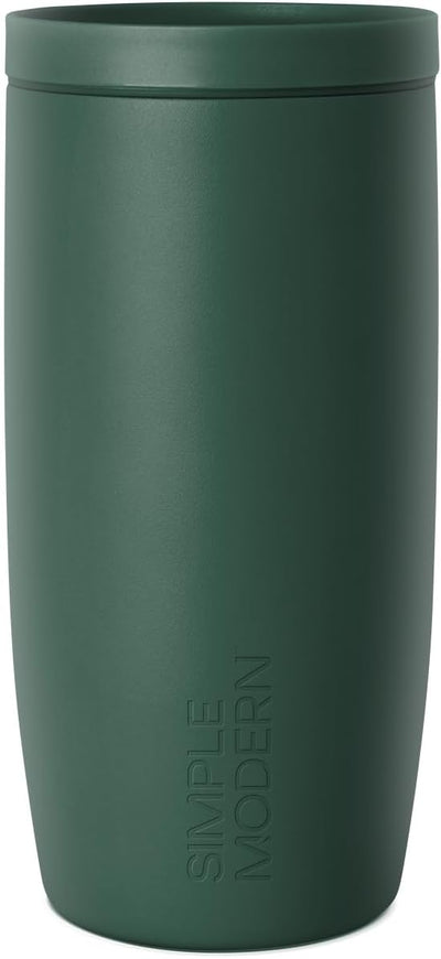 Simple Modern Travel Coffee Mug Tumbler with 360° Lid | Ceramic-Lined Insulated Stainless Steel Cold Brew Iced Coffee Cup Thermos | Gifts for Women Men Her Him | Voyager Signature | 16oz | Forest