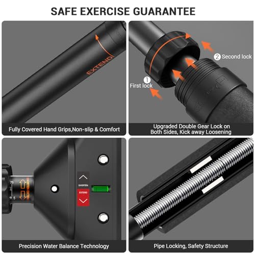 Sportneer Pull Up Bar: Strength Training Chin up Bar without Screws - Adjustable 29.5''-37'' Width Locking Mechanism Pull-up Bar for Doorway - Max Load 440lbs for Home Gym Upper Body Workout, Non-slip