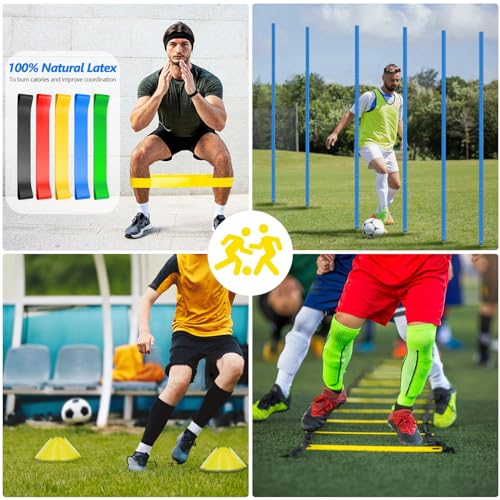 Soccer Agility Training Poles Equipment |Adjustable Soccer Equipment for Training Includes 6 Flexible Agility Poles