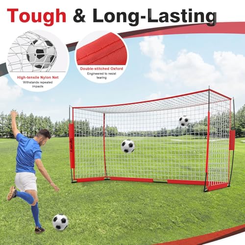 Portable Soccer Goal, Detachable 12x6 FT Soccer Goals Net for Backyard, Quick Setup Training Equipment with 1 Carry Bag, 1 Football, 12 Training Cones