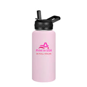 Personalized Custom Print in USA Water Bottle 32oz Stainless Steel Double Wall Coffee Cup with Lid & Straw Insulated Tumbler with Colorful Text Logo Photo