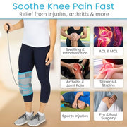 Vive Compression Knee Ice Wrap - Reusable Brace with Air Pump - Hot/Cold Therapy for Men, Women, Pain Relief, Swelling and Recovery Support - Adjustable and Inflatable Pack for Sports Injury Sprains