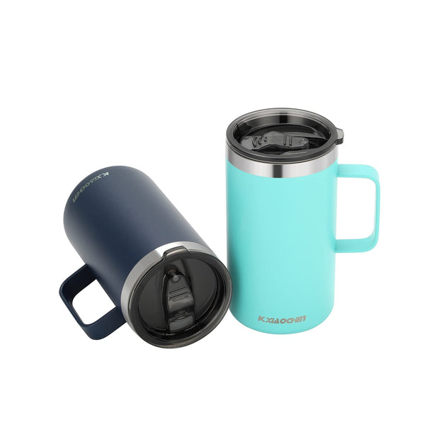 KXIAOCHEN 20oz Insulated Coffee Mug with Lid, Stainless Steel Coffee Cup, Double Wall Vacuum Coffee Tumbler with Handle, Premium Thermal Travel Coffee Mug (Navy Blue)