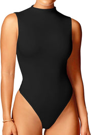 WAYMAKER Mock Neck Bodysuits for Women Sleeveless Basic Tank Top Body Suit Shirts
