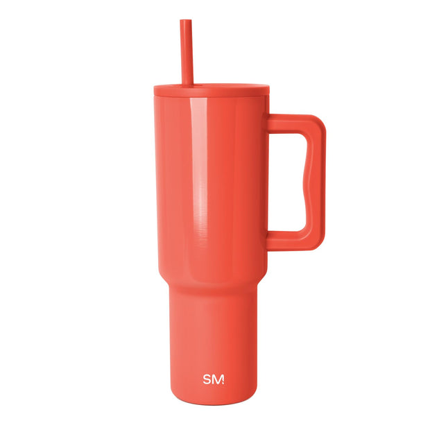 Simple Modern 40 oz Trek Tumbler with Handle and Straw Lid | Cup Holder Friendly Insulated Stainless Steel Travel Mug | Blue Dune