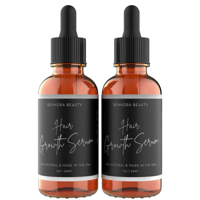 Rennora Hair Growth Serum with Organic Herbs and Natural Vitamins, Peppermint Oil, Stinging Nettle, and Rosemary Oil, No Chemicals, Formulated for Hair Regrowth (2 Pack - 60 Day Supply)