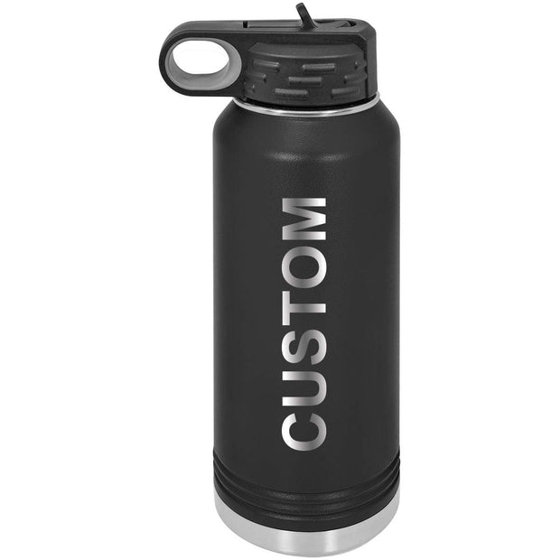 Personalized Add Your Name 40-Ounce Double Wall Insulated Stainless Steel Custom Sports Water Bottle with Flip Top Lid, Straw - Customizable (Blue)